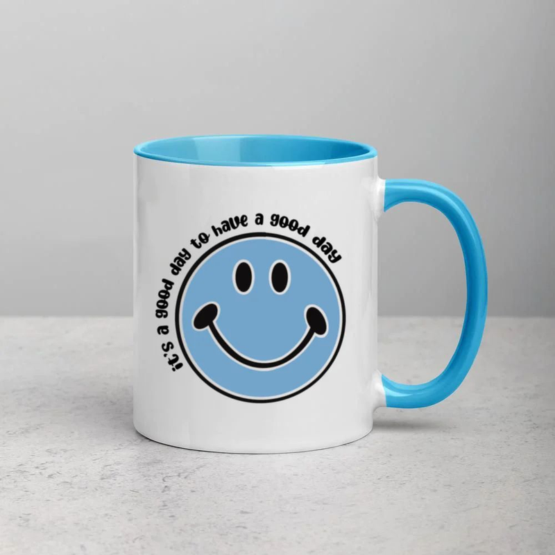 Pastel Blue Coffee MUG “Good Day”